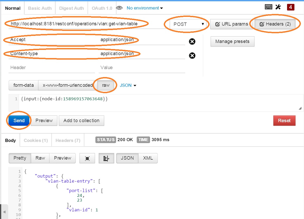 Example: Get VLAN table using Postman
